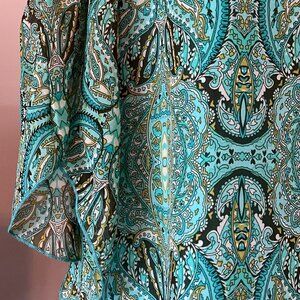 Aqua print dress that's fully lined / X Large